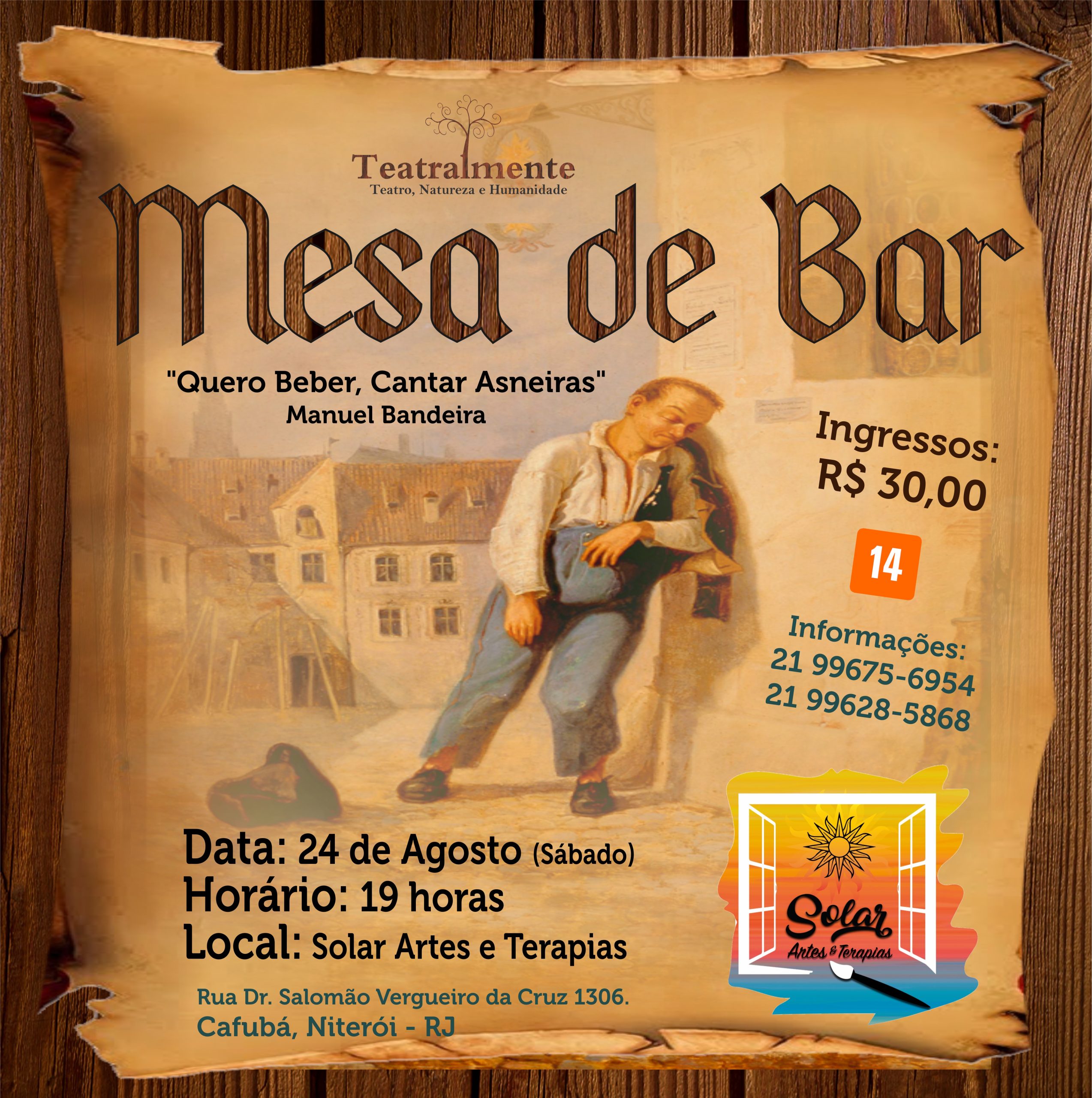 O Teatralmente estreia “Mesa de Bar” em Niterói-RJ